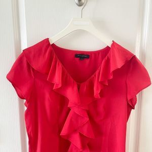 Banana Republic Medium Strawberry Ruffle Shirt Blouse Top with Fabric Buttons